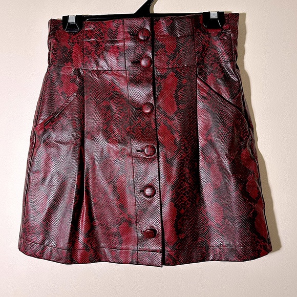 ZARA | Burgundy & Black Snakeskin Print Mini Skirt | EU M | VGUC - Picture 7 of 12